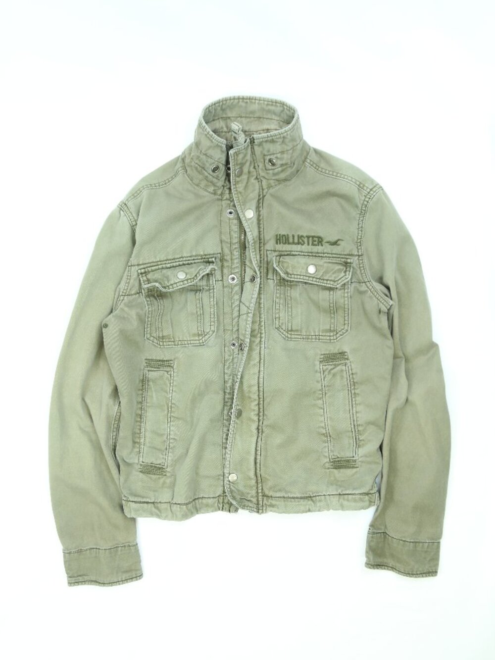 Men's Olive Green Hollister Military-Style Field Jacket Size Small